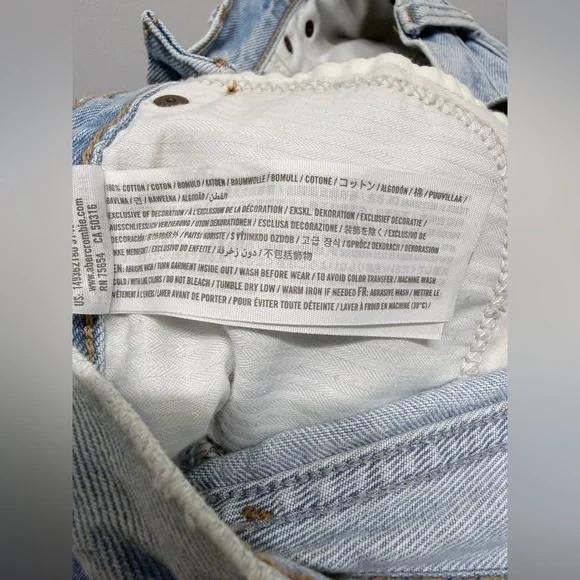 Abercrombie & Fitch Women’s Light Blue High Rise Denim Shorts Distressed Size 6 - Picture 10 of 10